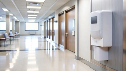 Fototapeta premium Hand sanitizer dispenser mockup hygiene mockup touch free mockup wall mockup sensor mockup refill mockup public mockup clean mockup office mockup background image