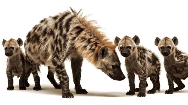 Spotted hyena with some babies