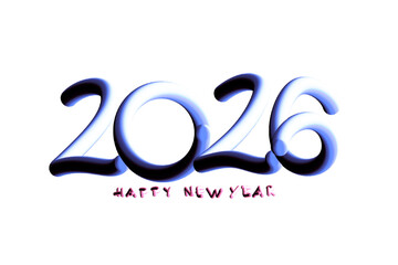 three-dimensional writing happy new year 2026 full color without background
