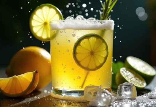 Brazilian Caipirinha Lime Explosion with Fresh Fruits and Sugary Crystals