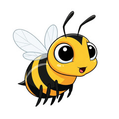 Obraz premium Cute cartoon bee with big eyes isolated on transparent background