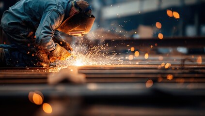 skilled welder shaping custom steel beams