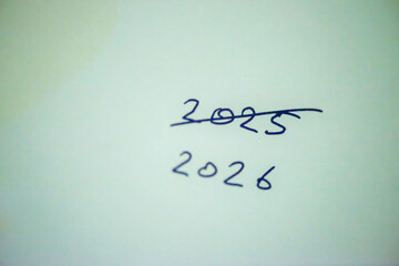 A clean and festive photo featuring the handwritten phrase &ldquo;Happy New Year 2026&rdquo; on a white background, perfect for holiday greetings, cards, banners, and seasonal marketing.