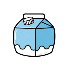 Fototapeta premium Blue milk carton with dripping bottom isolated on transparent background