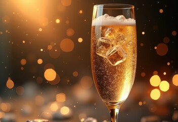 Elegant Rising Champagne Bubbles in Flute Against a Dreamy Soft Focus Background