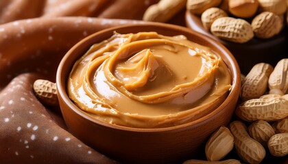 smooth creamy peanut butter spread close up