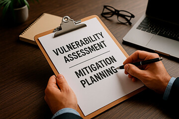 Obraz premium Vulnerability assessment and Mitigation planning for business risk.