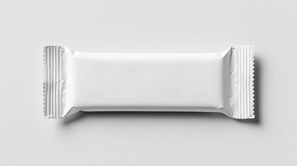 Blank white candy or snack bar wrapper isolated on light background, realistic packaging mockup template