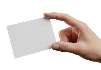 Obraz premium Hand holding blank card isolated on transparent background