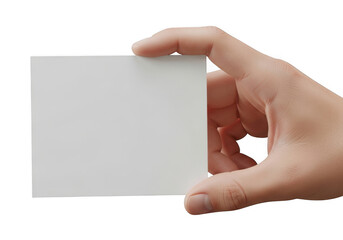 Obraz premium Hand holding blank card isolated on transparent background