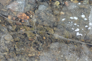 Area Frozen Over From Lake/reservoir Winter Season Cold Temperatures.