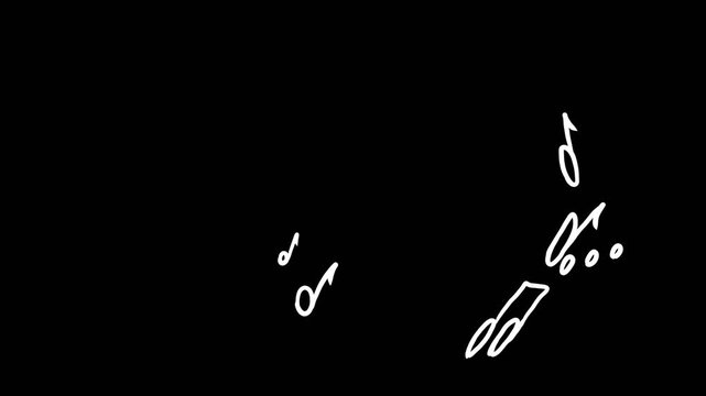 Pack of 5 musical doodles in the form of notes in white on a transparent background