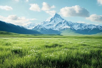 Fototapeta premium Tranquil minimalist scene of spring melting snow