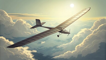Energy Efficient Glider Aircraft Flying Above the Clouds