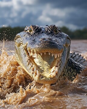 Dangerous crocodile showing sharp teeth clearly high resolution picture