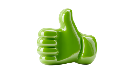 Glossy Green Like Icon 3D Thumbs Up Gesture
