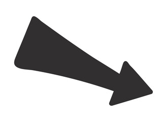 Simple doodle-style arrow drawn with a rough hand-sketched look, isolated on transparent background. Minimal vector illustration suitable for design, navigation, and infographic elements