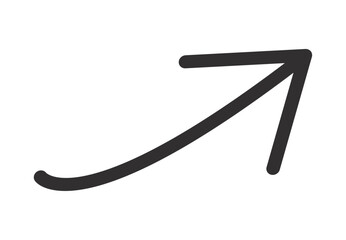 Simple doodle-style arrow drawn with a rough hand-sketched look, isolated on transparent background. Minimal vector illustration suitable for design, navigation, and infographic elements