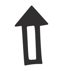 Simple doodle-style arrow drawn with a rough hand-sketched look, isolated on transparent background. Minimal vector illustration suitable for design, navigation, and infographic elements