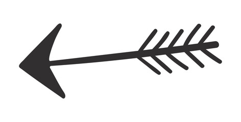 Simple doodle-style arrow drawn with a rough hand-sketched look, isolated on transparent background. Minimal vector illustration suitable for design, navigation, and infographic elements