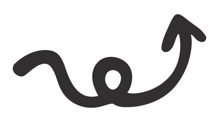 Simple doodle-style arrow drawn with a rough hand-sketched look, isolated on transparent background. Minimal vector illustration suitable for design, navigation, and infographic elements