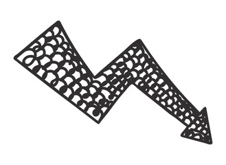 Simple doodle-style arrow drawn with a rough hand-sketched look, isolated on transparent background. Minimal vector illustration suitable for design, navigation, and infographic elements