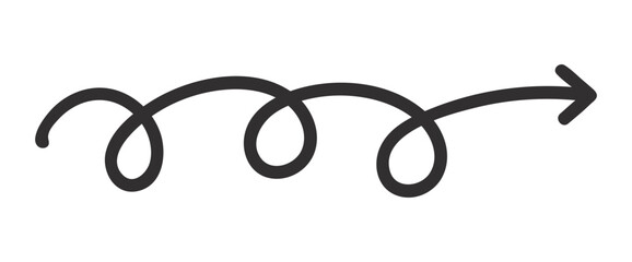 Simple doodle-style arrow drawn with a rough hand-sketched look, isolated on transparent background. Minimal vector illustration suitable for design, navigation, and infographic elements