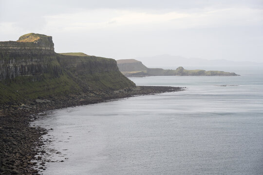 Foggy and hazy costal landscape, Scottish Highlands, Ellishadder, Scotland, UK
