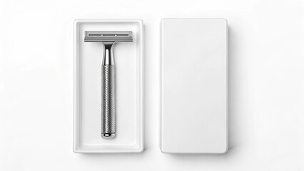 Razor blade package mockup grooming mockup shave mockup retail mockup label mockup blister mockup handle mockup men mockup hygiene mockup background image