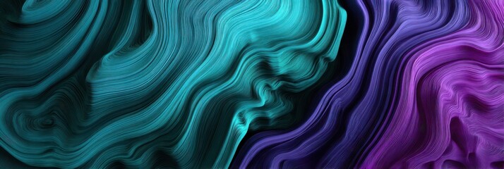 Fototapeta premium Wavy Ripple Effect: Purple and Turquoise 3D Abstract Flowing Textures