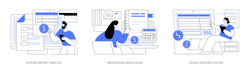 Fototapeta na wymiar Business Expense, Billing Solutions abstract concept vector illustrations.
