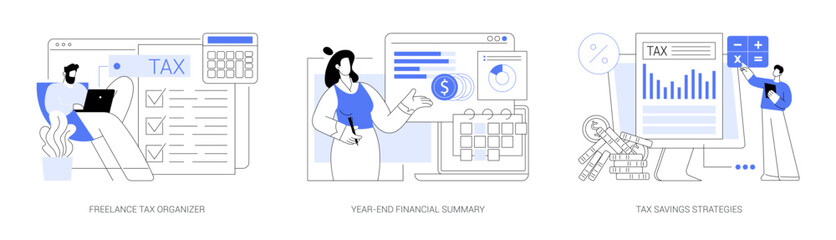 Naklejka na ściany i meble Freelancer Tax, Finance Essentials abstract concept vector illustrations.