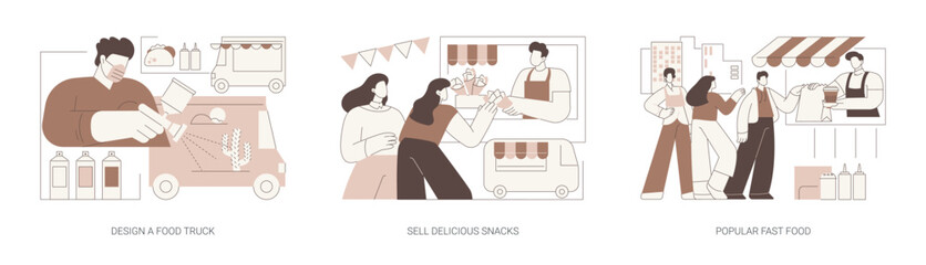 Food truck isolated cartoon vector illustrations se