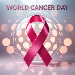World Cancer Day Support Symbol Pink Ribbon Illustration