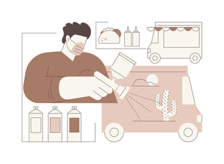 Design a food truck isolated cartoon vector illustrations.