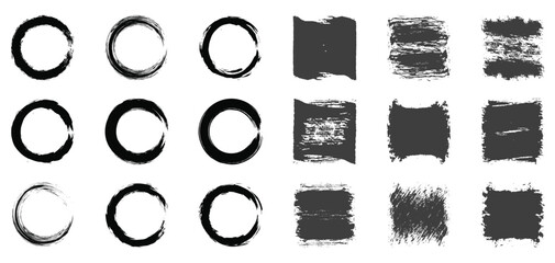 Abstract grunge paint brush stroke set. Set of vector paint brush stroke, ink splash and grungy decoration elements. 