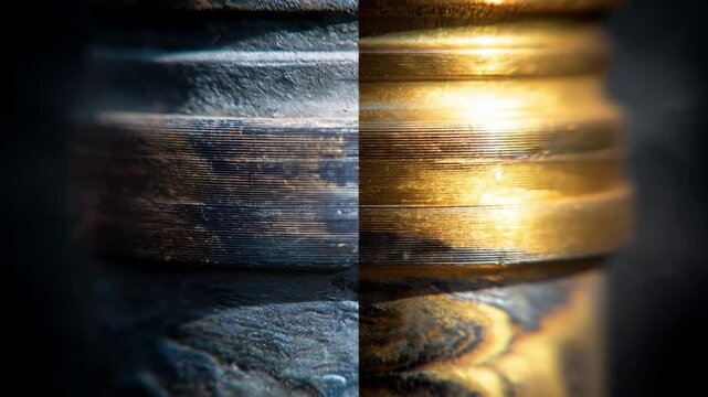 Medium shot of treated cobalt alloy part focusing on texture differences between untreated and anticorrosive layers illustrating enhanced material longevity.