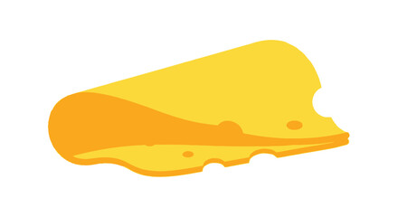 A cartoon illustration of a slice of golden yellow cheese with bite marks