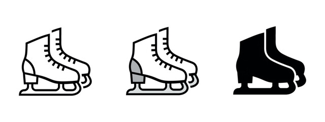 An ice skate icon with gray accents, ideal for representing winter sports in Christmas and holiday content.
