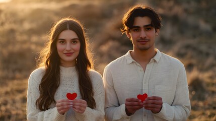 Romantic couple share heartfelt moments bathed in warm golden hour light outdoors lifestyle photography
