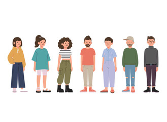 Obraz premium A colorful illustration of a trendy youth fashion collection featuring hand‑drawn stylish young people on the street