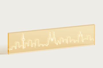 Cologne Engraved Skyline on Transparent Material - Minimal Line Art