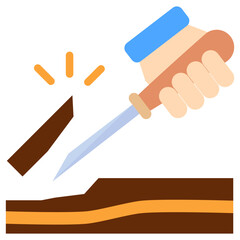 Gouge Cutter Flat Color Icon, Mini Illustration Relate To Carpentry, Wood Industry. Use For Modern Concept, Ui, Ux Web And App Development.