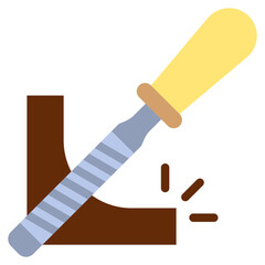 Rasp Flat Color Icon, Mini Illustration Relate To Carpentry, Wood Industry. Use For Modern Concept, Ui, Ux Web And App Development.