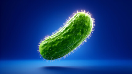 Cucumber floating against vibrant blue background with glowing edges. Concept of healthy eating, vegan food, natural produce. Useful for restaurants, grocery stores, health blogs