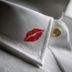 red lipstick kiss mark on shirt collar
