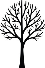 Obraz premium Silhouette of a bare deciduous tree with intricate branching patterns