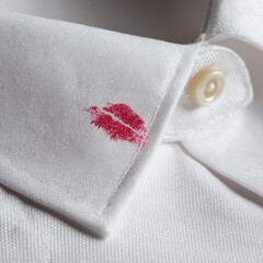 red lipstick kiss mark on shirt collar