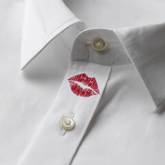 lipstick kiss mark on white shirt