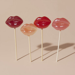 lips shaped lollipops on stick